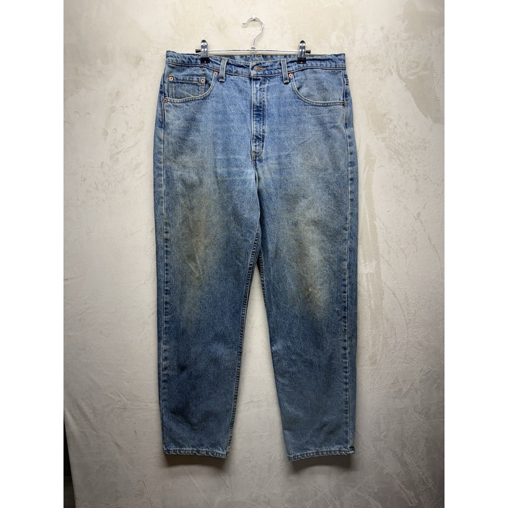 VTG 90s Levi's 550 Relaxed Fit Tapered Jeans Men 38x32 Blue USA Light Wash Denim
